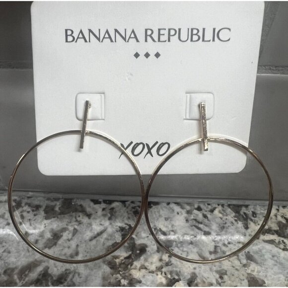 Banana Republic Gold-Tone Hoop Earrings XOXO NEW‎ - Picture 1 of 2